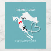 Huwelijksbestemming Kroatië Wijn Etiket (Enkel label)