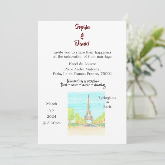 Huwelijksbestemming - Parijs, Frankrijk Kaart (Staand voorkant)