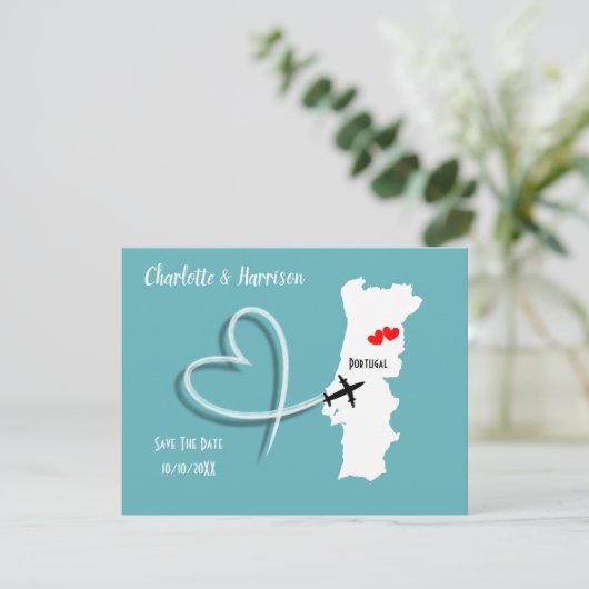 huwelijksbestemming Portugal behalve de datum Save The Date (Staand voorkant)