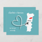 huwelijksbestemming Portugal behalve de datum Save The Date (Voorkant / Achterkant)