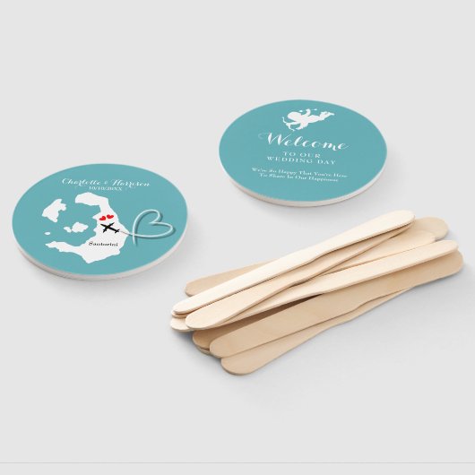 Huwelijksbestemming Santorini Handwaaier (Niet-gemonteerd)