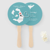 Huwelijksbestemming Santorini Handwaaier (Voorkant en achterkant)