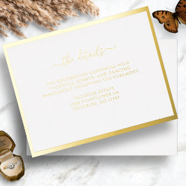 Huwelijksbijlagekaart met goud folie uitnodiging briefkaart
