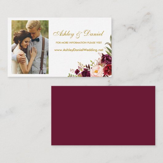 Huwelijksbloem Bourgondië Fotowebsite Kaart invoeg (Voorkant / Achterkant)