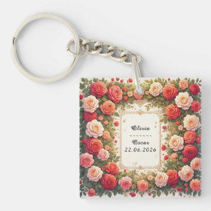 💍 Huwelijksbloemenkrans Cadeau Met Aangepaste Naa Sleutelhanger