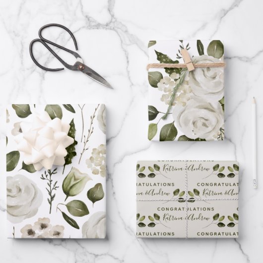 Huwelijksbloemige Inpakpapier Vlakke Vellen Set va (Voorkant)