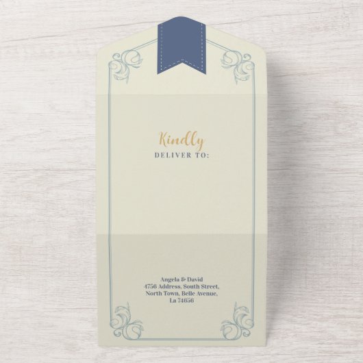 Huwelijksboek Bibliotheek Thema Hoesje & RSVP All In One Uitnodiging (Buitenkant)