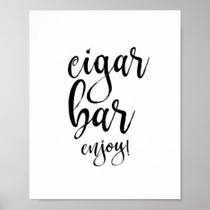 Huwelijksbord Cigar Bar Zwart en Wit 8x10 Poster