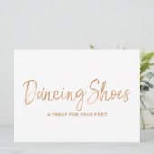 "Huwelijksbord "Dancing Shoes" | Stijlvolle gouden Kaart (Staand voorkant)