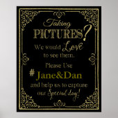 huwelijksbord elegant goudglitter poster (Voorkant)