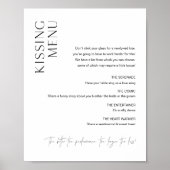 Huwelijksbord 'HARLOW Kissing Menu' Poster (Voorkant)