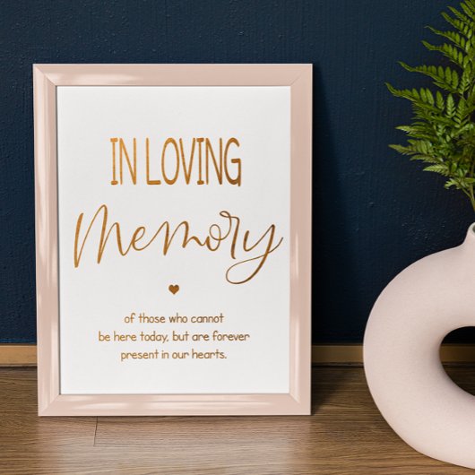 Huwelijksbord 'In Loving Memory' 8x10 poster