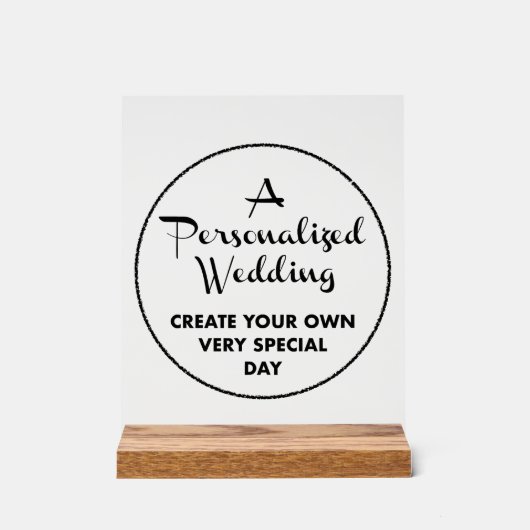 Huwelijksbord op maat 10" x 8" Acryl & Houten Stan Bord (Voorkant)