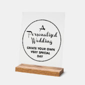 Huwelijksbord op maat 10" x 8" Acryl & Houten Stan Bord (Hoek)