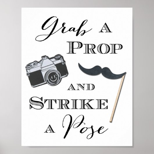 Huwelijksbord Photobooth Poster Pak een Prop (Voorkant)