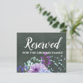 Huwelijksbordjes Krijtbord Paars Mint Bloemen (Staand voorkant)