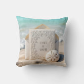 Huwelijksbriefpapier met strandschelp kussen (Voorkant)