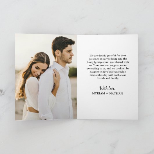 Huwelijksbruid en -bruidegom Foto Bedankkaart Programma (Binnen)