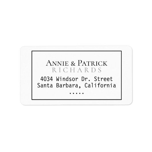 huwelijksbruin en familienaam naam terugkeer adres etiket (Voorkant)