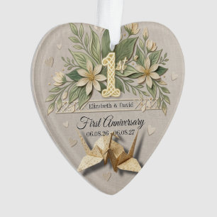 Huwelijkscadeau 1e trouwdag Paper Crane Foto Ornament