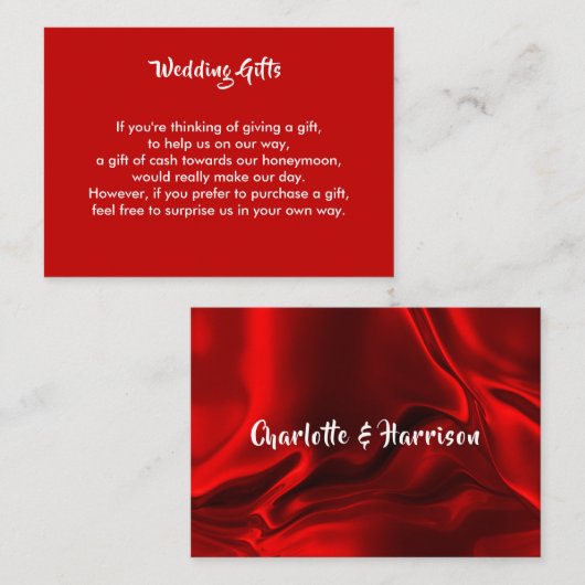 Huwelijkscadeau Aanvraag Honeymoon Geld Gepersonal Informatiekaartje (Voorkant / Achterkant)