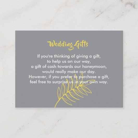 Huwelijkscadeau Aanvraag Honeymoon Geld Gepersonal Informatiekaartje (Voorkant)