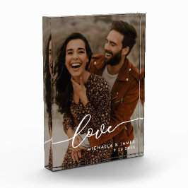 Huwelijkscadeau Elegant Liefdes Schrift Foto & Nam