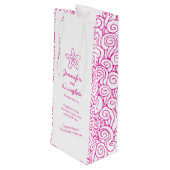 Huwelijkscadeau gepersonaliseerde zeesterren roze  wijn cadeautas (Achterkant Gekanteld)