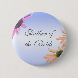 huwelijkscadeau, madeliefjes bloemen ronde button 5,7 cm