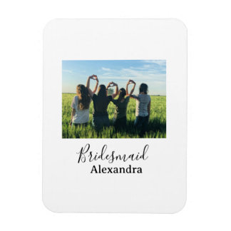 Huwelijkscadeau met kalligrafie naam bruidsmeisje magneet