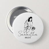 Huwelijkscadeau met naam van de bruid ronde button 7,6 cm (Voorkant /achterkant)