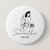 Huwelijkscadeau met naam van de bruid ronde button 7,6 cm (Voorkant)
