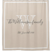 Huwelijkscadeau Minimale Familie Monogram Script R Douchegordijn (Voorkant)