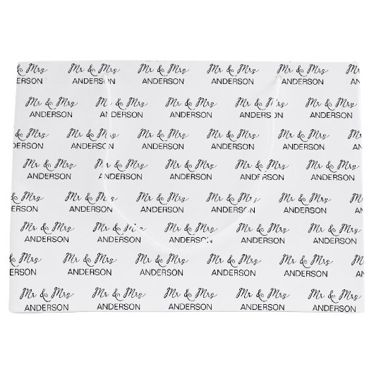 Huwelijkscadeau Mr en Mrs gepersonaliseerde naamco Groot Cadeauzakje (Voorkant)