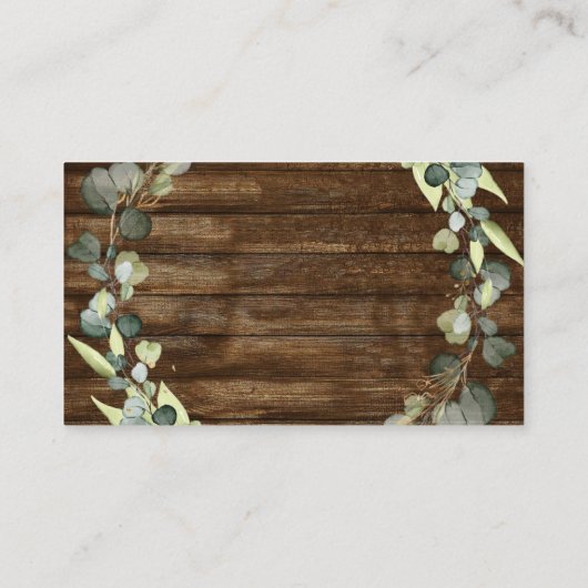Huwelijkscadeau Registratie Eucalyptus Landelijke  Visitekaartje (Achterkant)