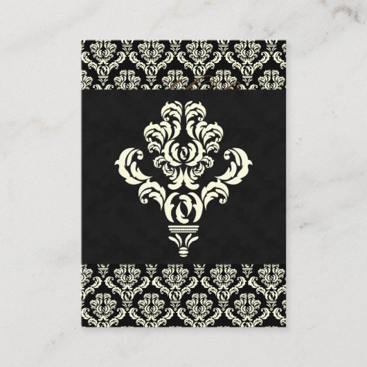 Huwelijkscadeau Registratie Kaart Damask Black Cre (Voorkant)