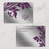Huwelijkscadeau Registratie Kaart paarse schitteri (Voorkant / Achterkant)