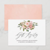 Huwelijkscadeau registratie met bloemmotief in roz informatiekaartje (Voorkant / Achterkant)