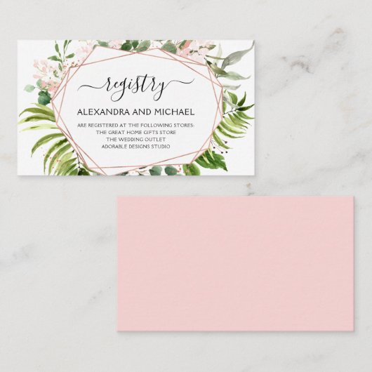 Huwelijkscadeau Registry Eucalyptus Green Visitekaartje (Voorkant / Achterkant)