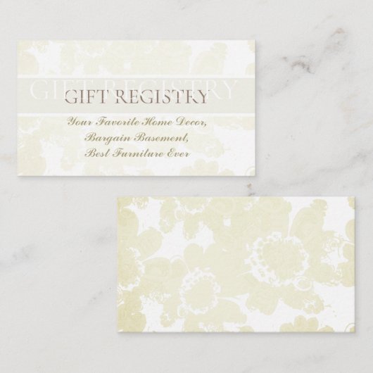 Huwelijkscadeau Registry (met Plum Moss-uitnodigin Informatiekaartje (Voorkant / Achterkant)