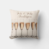 Huwelijkscadeau Rij van roze champagneglazen Kussen (Voorkant)