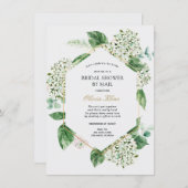 Huwelijkscadeau-uitnodiging met Hydrangea Gouden F Kaart (Voorkant / Achterkant)