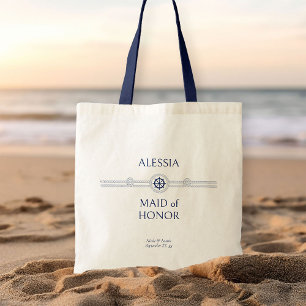 Huwelijkscadeau voor bruidsmeisjes met nautisch th tote bag
