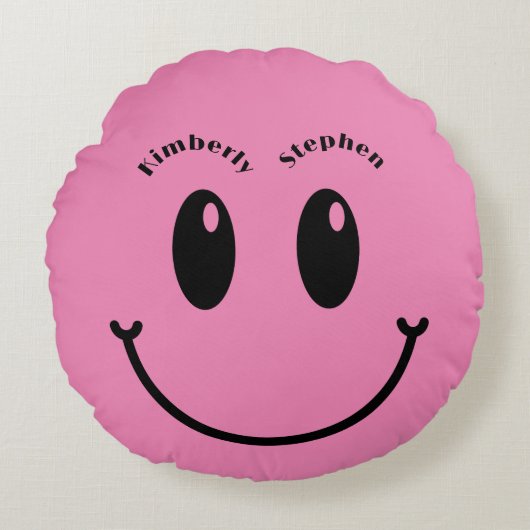 Huwelijkscadeau voor stel Uniek Grappig Gelukkig G Rond Kussen (Voorkant)
