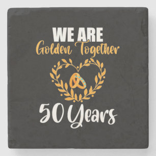 Huwelijkscadeau   We Zijn Samen 50 Jaar Goud Stenen Onderzetter