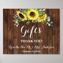 Huwelijkscadeaus Bruidsfeest Westerse Zonnebloem B Poster