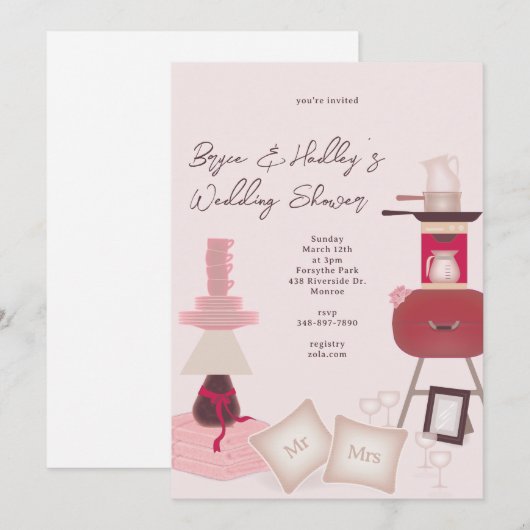 Huwelijkscadeaus doucheuitnodiging kaart (Voorkant / Achterkant)