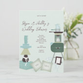 Huwelijkscadeaus doucheuitnodiging kaart (Staand voorkant)