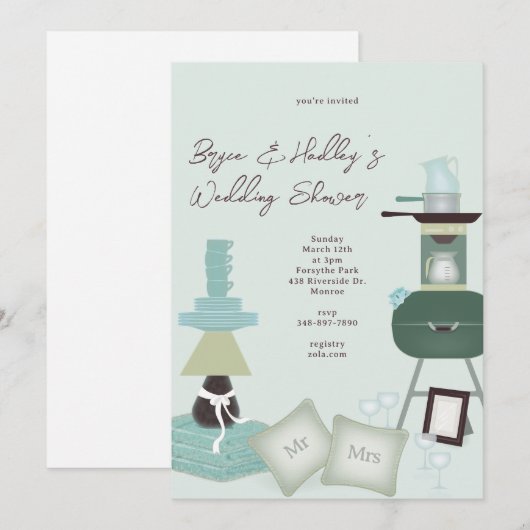 Huwelijkscadeaus doucheuitnodiging kaart (Voorkant / Achterkant)