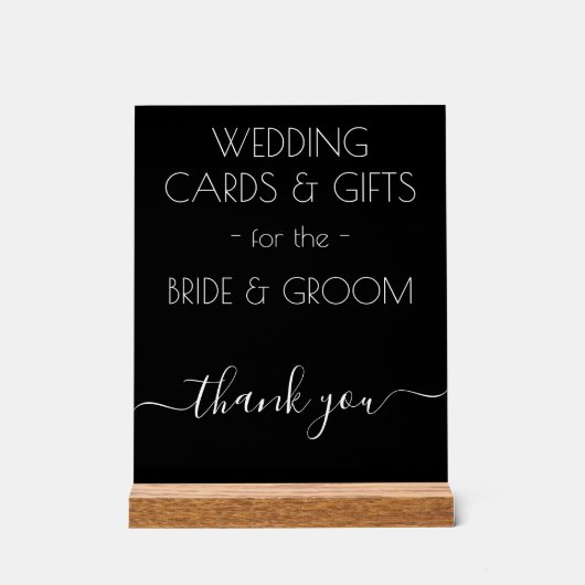 Huwelijkscadeaus Formal Zwart Wit Typografie Acryl Bord (Voorkant)